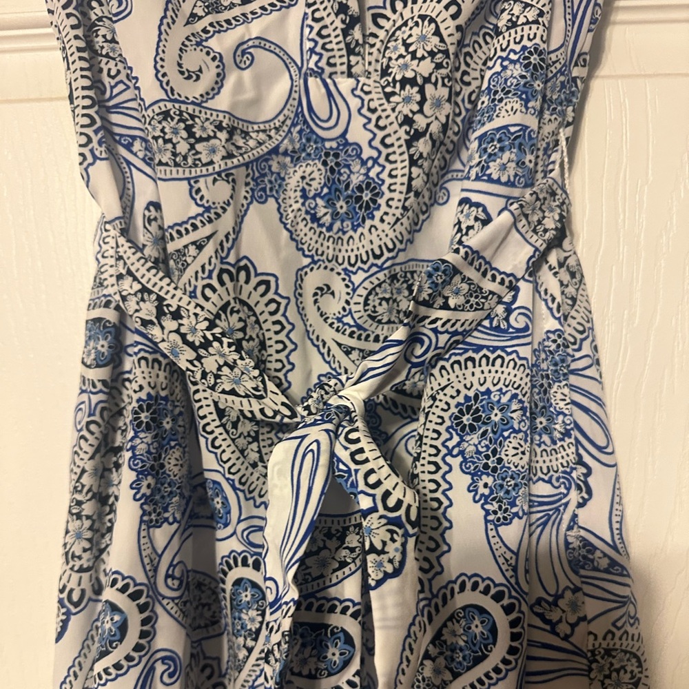 Banana Republic Navy and Ivory Paisley Dress